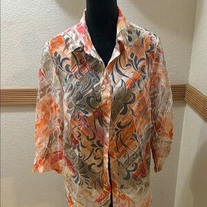 Alfred Dunner Size M Colorful Abstract Button-Up Blouse!